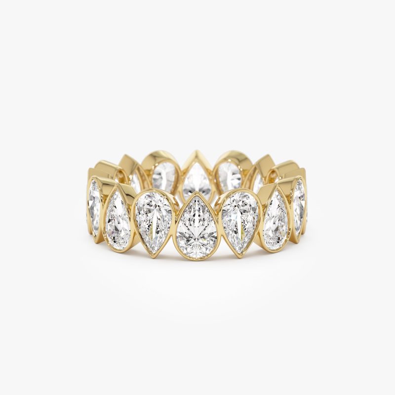 3.15 ctw 14k Bezel Setting Pear Shaped Lab Grown Diamond Eternity Ring - Lainey 14k Gold Ferkos Fine Jewelry