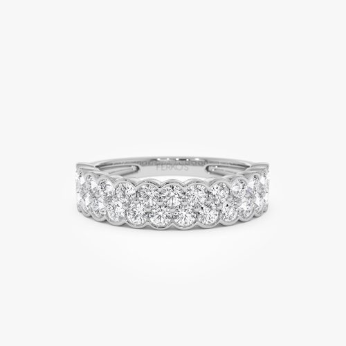 1.25 ctw 14k Double Row Half Bezel Lab Grown Diamond Ring - Sadie 14k White Gold Ferkos Fine Jewelry