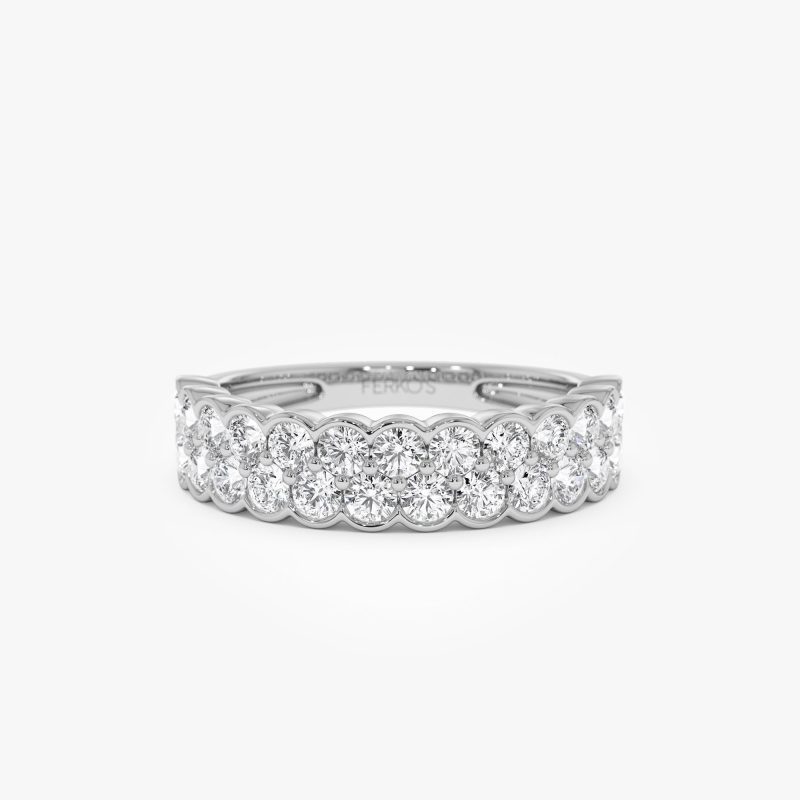 1.25 ctw 14k Double Row Half Bezel Lab Grown Diamond Ring - Sadie 14k White Gold Ferkos Fine Jewelry