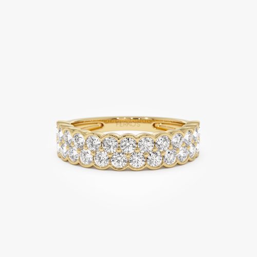 1.25 ctw 14k Double Row Half Bezel Lab Grown Diamond Ring - Sadie 14k Gold Ferkos Fine Jewelry