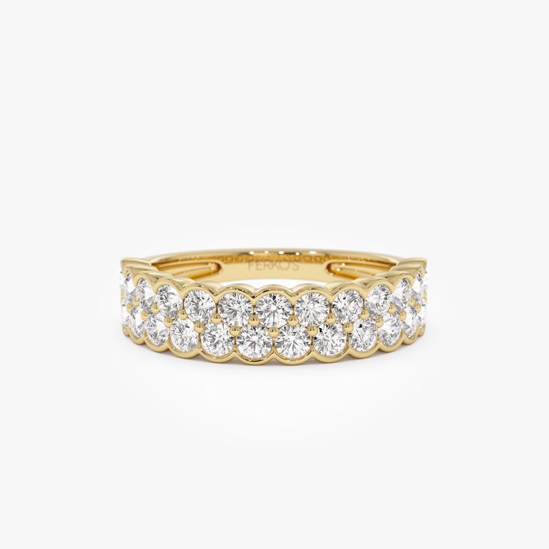 1.25 ctw 14k Double Row Half Bezel Lab Grown Diamond Ring - Sadie 14k Gold Ferkos Fine Jewelry