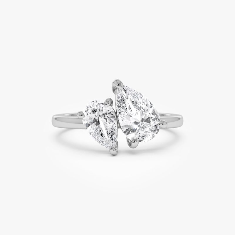 2.05 ctw 14k Toi et Moi Pear Shaped Lab Grown Diamond Ring - Ayla 14k White Gold Ferkos Fine Jewelry