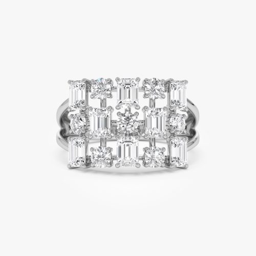 2.15 ctw Multi Shape Lab Grown Diamond Cocktail Ring - June 14k White Gold Ferkos Fine Jewelry