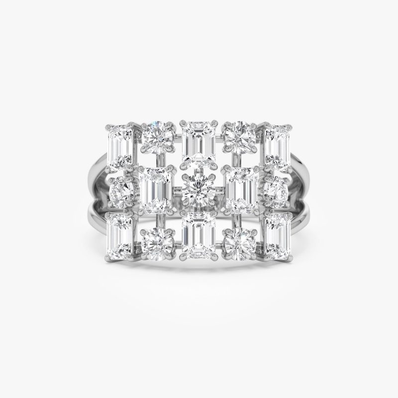 2.15 ctw Multi Shape Lab Grown Diamond Cocktail Ring - June 14k White Gold Ferkos Fine Jewelry