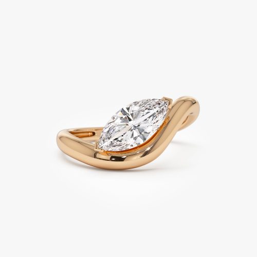 1.00 ctw 14k Marquise Shaped Sleek Design Lab Grown Engagement Ring - Rylee Ferkos Fine Jewelry