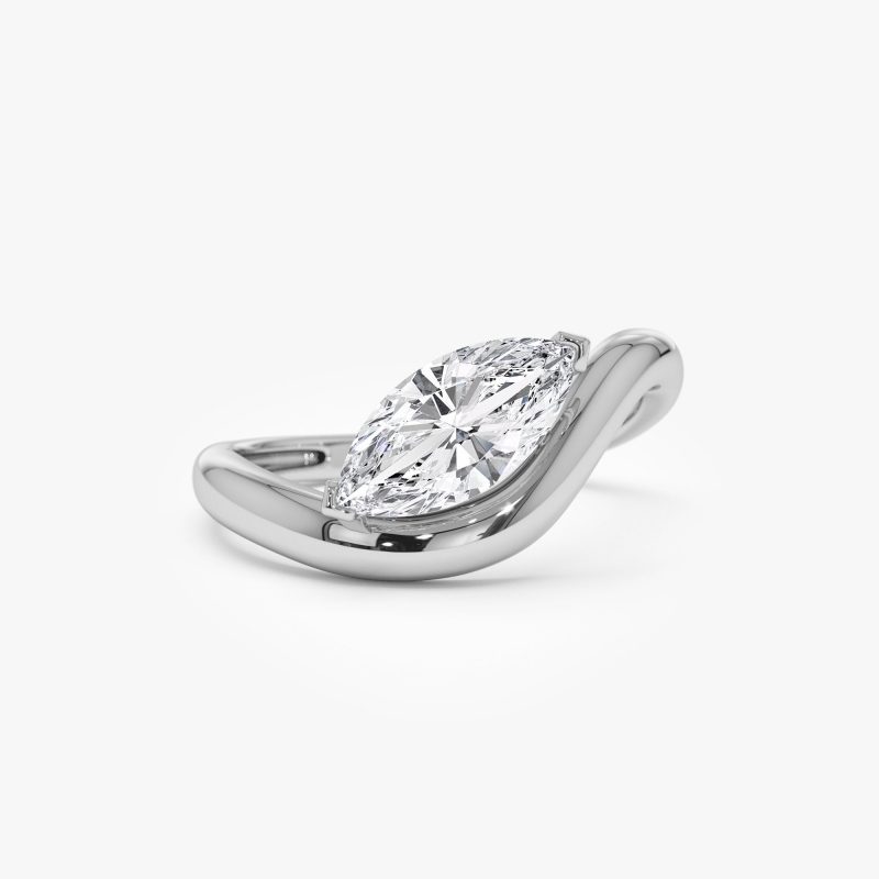 1.00 ctw 14k Marquise Shaped Sleek Design Lab Grown Engagement Ring - Rylee 14k White Gold Ferkos Fine Jewelry