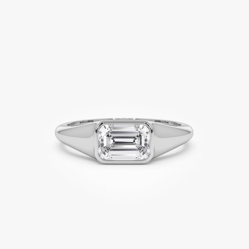 1.00 ctw 14k Emerald Cut Lab Grown Diamond Ring - Remi 14k White Gold Ferkos Fine Jewelry