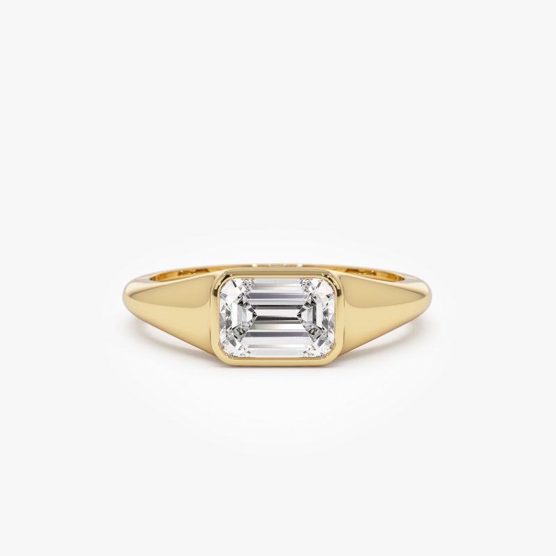 1.00 ctw 14k Emerald Cut Lab Grown Diamond Ring - Remi 14k Gold Ferkos Fine Jewelry