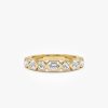 0.95 ctw 14k Bezel Setting Emerald Cut & Round Lab Grown Diamond Wedding Ring - Sarah 14k Gold Ferkos Fine Jewelry