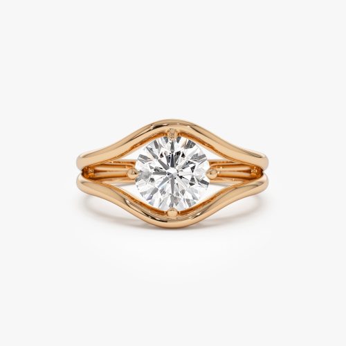 1.50 ctw 14k Split Shank Unique Round Lab Grown Diamond Engagement Ring - Bella Ferkos Fine Jewelry