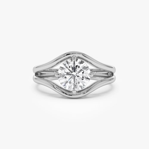 1.50 ctw 14k Split Shank Unique Round Lab Grown Diamond Engagement Ring - Bella 14k White Gold Ferkos Fine Jewelry