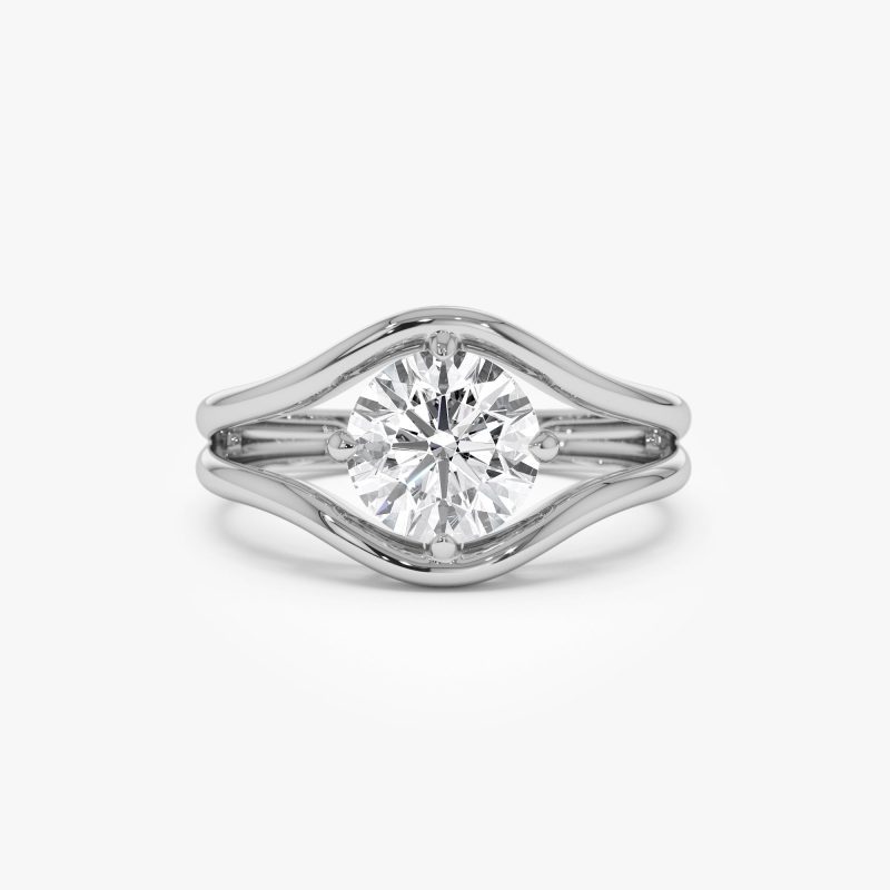 1.50 ctw 14k Split Shank Unique Round Lab Grown Diamond Engagement Ring - Bella 14k White Gold Ferkos Fine Jewelry