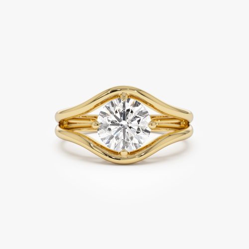 1.50 ctw 14k Split Shank Unique Round Lab Grown Diamond Engagement Ring - Bella 14k Gold Ferkos Fine Jewelry