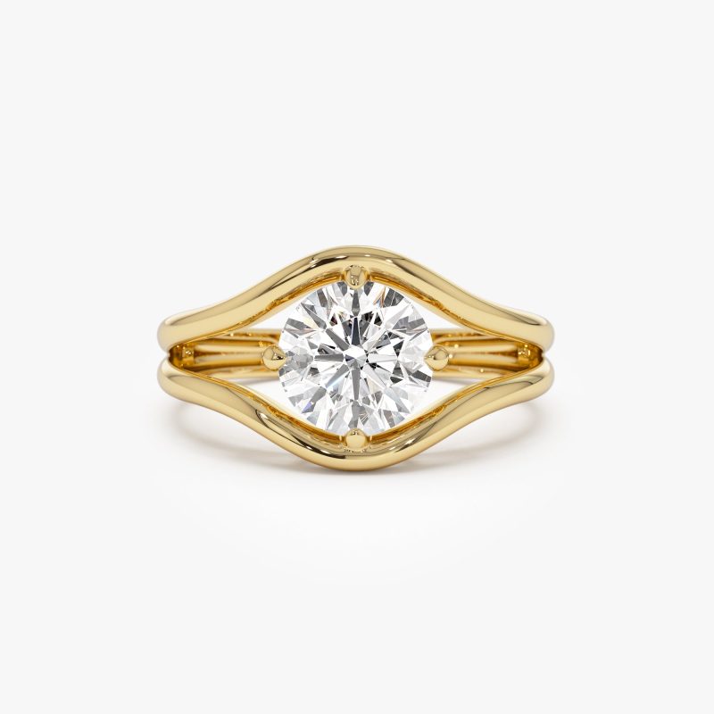 1.50 ctw 14k Split Shank Unique Round Lab Grown Diamond Engagement Ring - Bella 14k Gold Ferkos Fine Jewelry