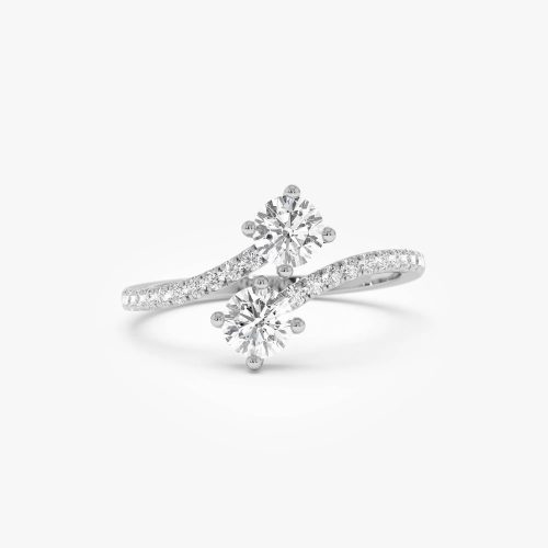 0.80 ctw 14k Bypass Round Shaped Lab Grown Diamond Ring - Elsie 14k White Gold Ferkos Fine Jewelry