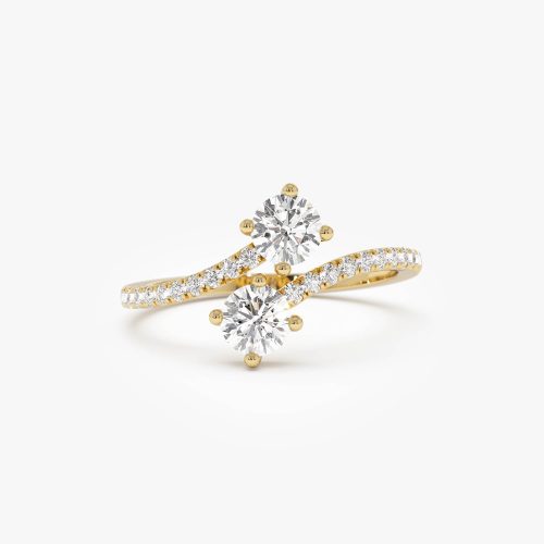 0.80 ctw 14k Bypass Round Shaped Lab Grown Diamond Ring - Elsie 14k Gold Ferkos Fine Jewelry