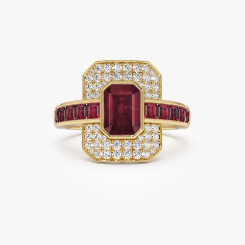 14k Unique Ruby and Diamond Art Deco Ring 14K Gold Ferkos Fine Jewelry