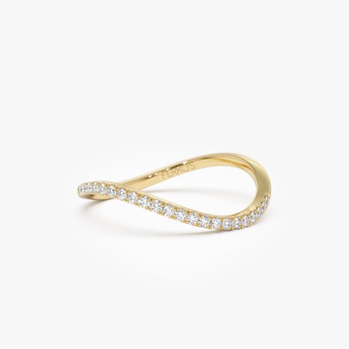 14k Waive Design Micro Pave Diamond Ring 14k Gold Ferkos Fine Jewelry