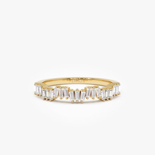 14k Asymetrical Baguette Diamonds Ring 14k Gold Ferkos Fine Jewelry