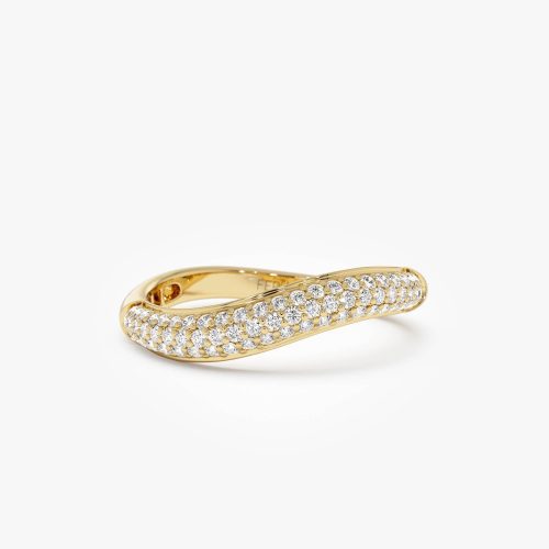 14k Three Row Diamond Pave Wave Ring 14k Gold Ferkos Fine Jewelry