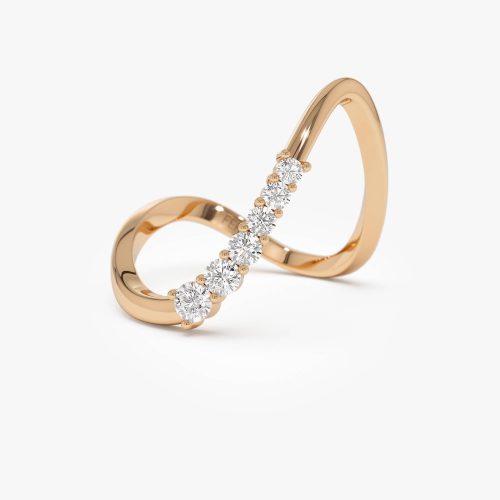 14K Open Twist Unique Diamond Ring 14k Rose Gold Ferkos Fine Jewelry