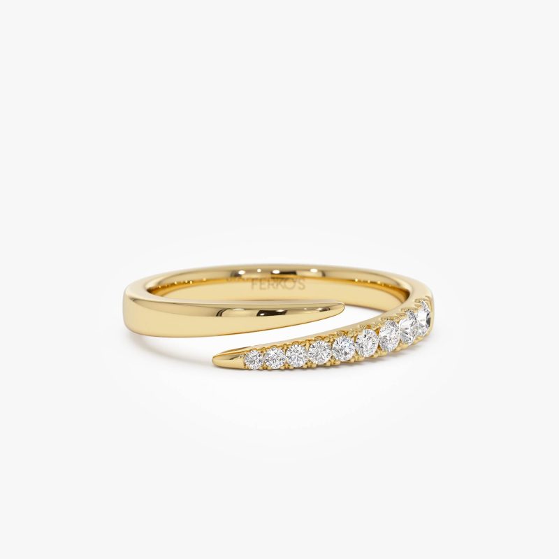 14K Diamond Wrap Crossover Ring 14k Gold Ferkos Fine Jewelry