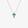 14K Tiny Emerald Cross Necklace 14K Gold Ferkos Fine Jewelry