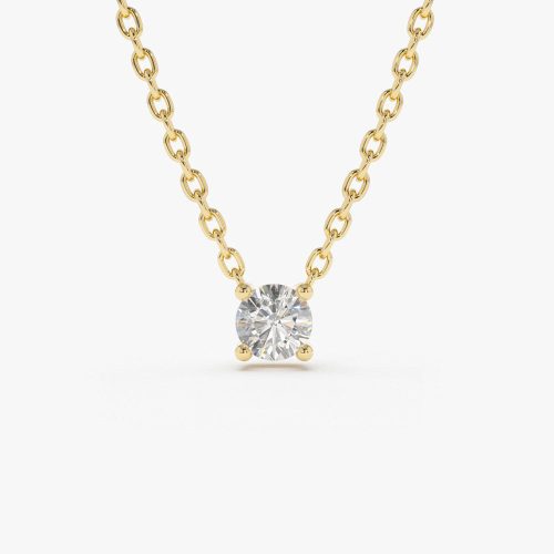 0.50 - 1.00 ctw 14k Four Prong Round Diamond Lab Grown Solitaire Necklace - Noah 14K Gold Ferkos Fine Jewelry