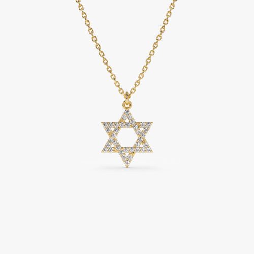 14k Star of David Round Diamond Necklace 14K Gold Ferkos Fine Jewelry