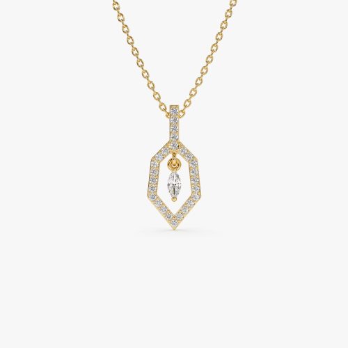 14k Marquise Shape Dangle Diamond Necklace 14K Gold Ferkos Fine Jewelry