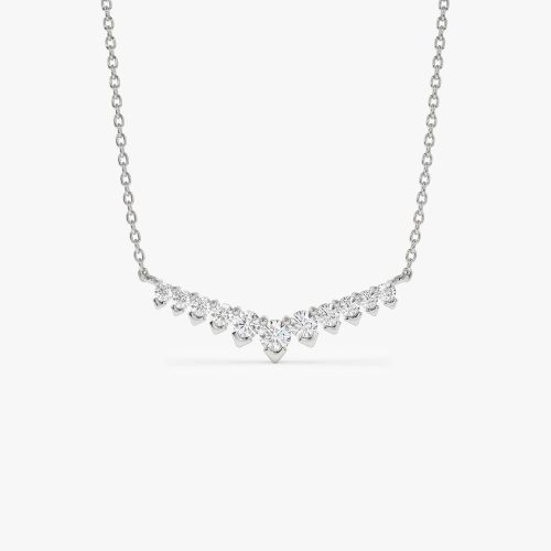 14k V Prong Chevron Diamond Necklace 14K White Gold Ferkos Fine Jewelry