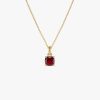 14K Cushion Cut Garnet Solitaire Necklace 14K Gold Ferkos Fine Jewelry