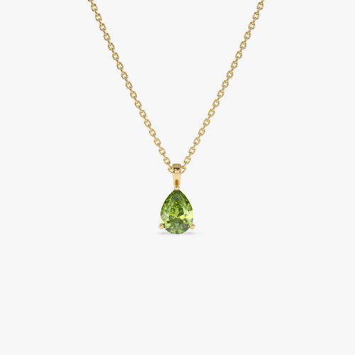 14k Pear Shape Peridot Solitaire Necklace 14K Gold Ferkos Fine Jewelry