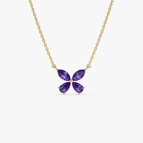 14K Gold Amethyst Butterfly Necklace 14K Gold Ferkos Fine Jewelry