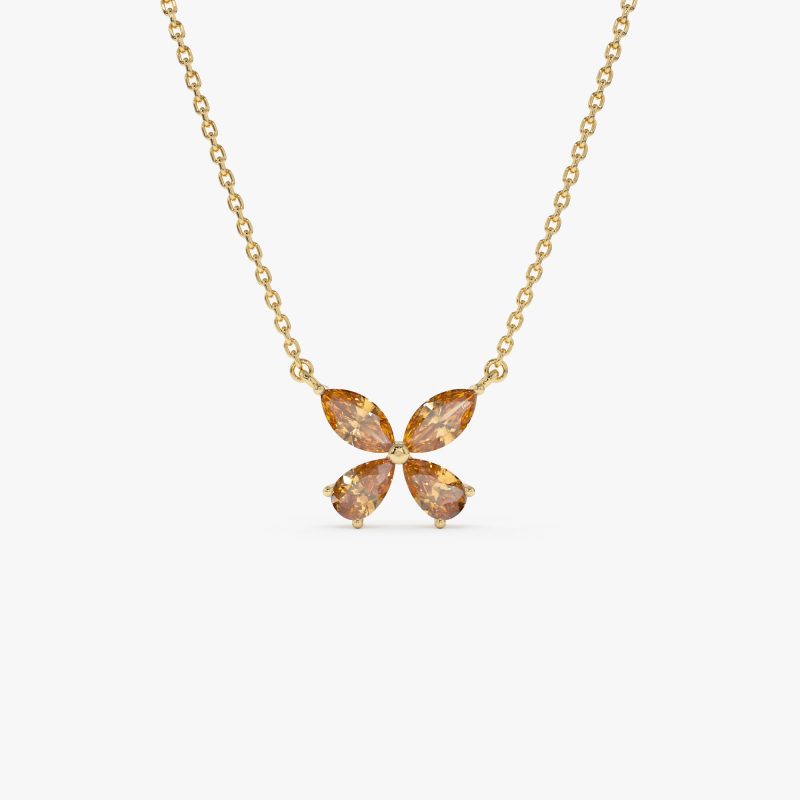 14K Gold Citrine Butterfly Necklace 14K Gold Ferkos Fine Jewelry