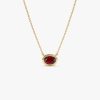 14K Gold Oval Shape Bezel Set Garnet Necklace 14K Gold Ferkos Fine Jewelry