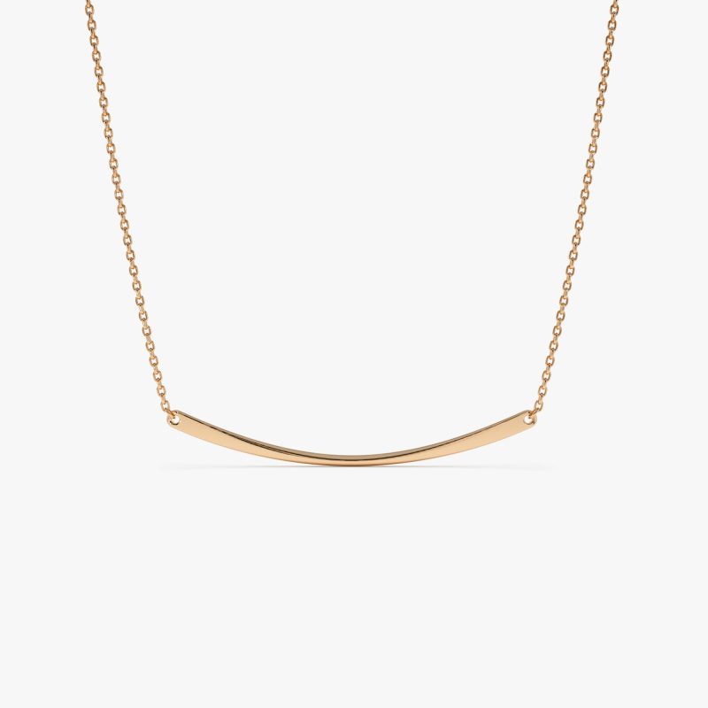 14k Gold Curved Bar Necklace 14k Rose Gold Ferkos Fine Jewelry