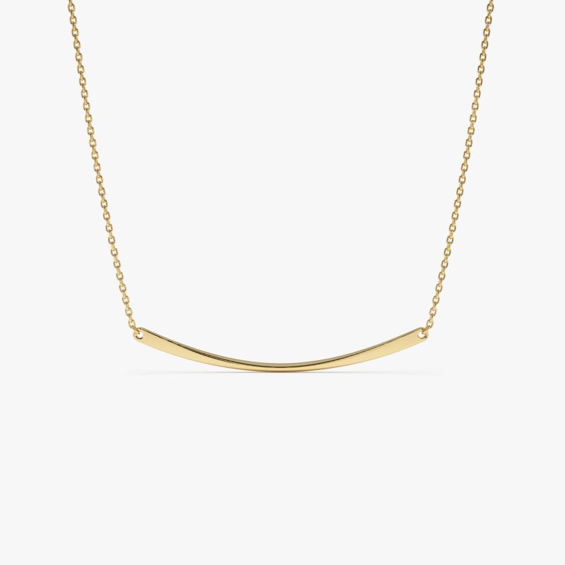 14k Gold Curved Bar Necklace 14k Gold Ferkos Fine Jewelry