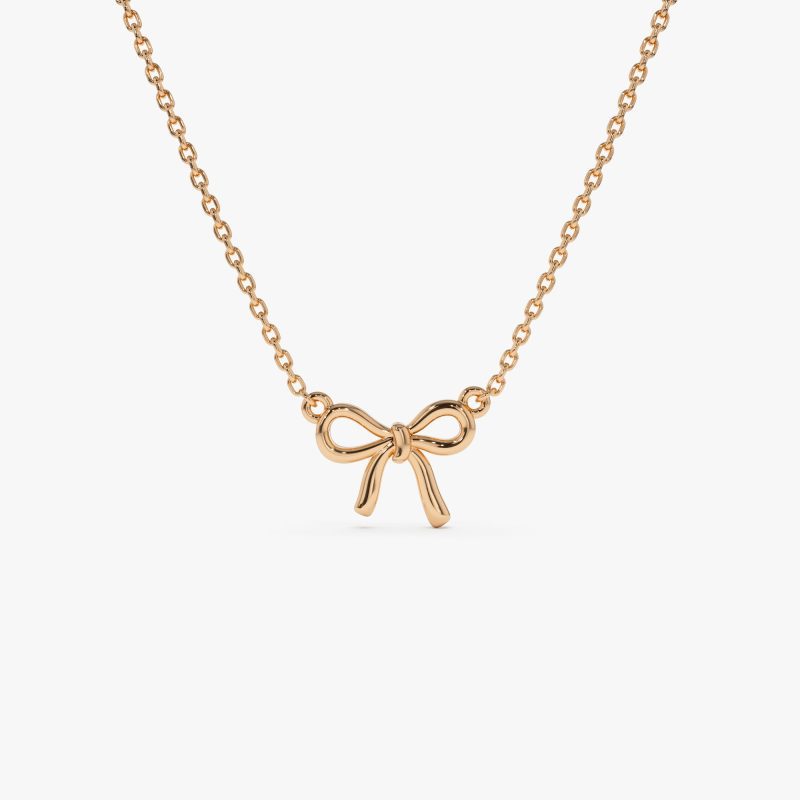 14Kt Plain Gold Ribbon Necklace 14K Rose Gold Ferkos Fine Jewelry