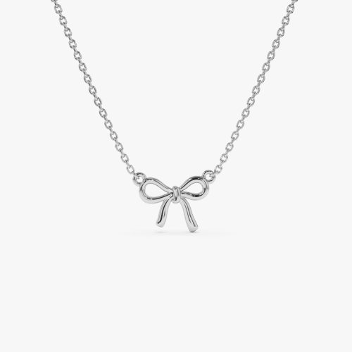 14Kt Plain Gold Ribbon Necklace 14K White Gold Ferkos Fine Jewelry