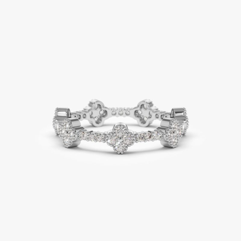 14k Full Eternity Clover Diamond Ring Ferkos Fine Jewelry