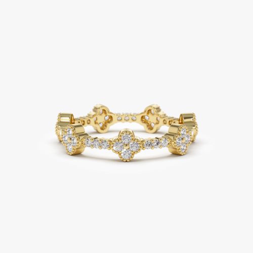 14k Full Eternity Clover Diamond Ring 14K Gold Ferkos Fine Jewelry