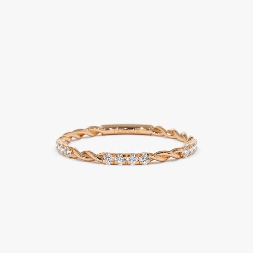 14k Twisted Rope Eternity Diamond Ring 14K Rose Gold Ferkos Fine Jewelry