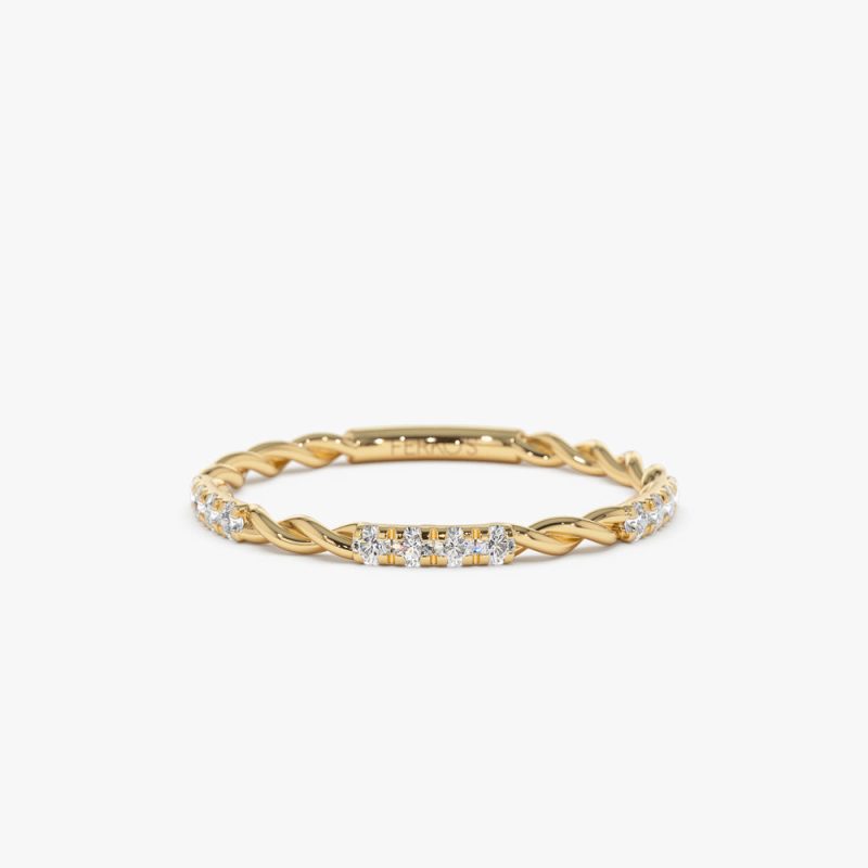 14k Twisted Rope Eternity Diamond Ring 14K Gold Ferkos Fine Jewelry