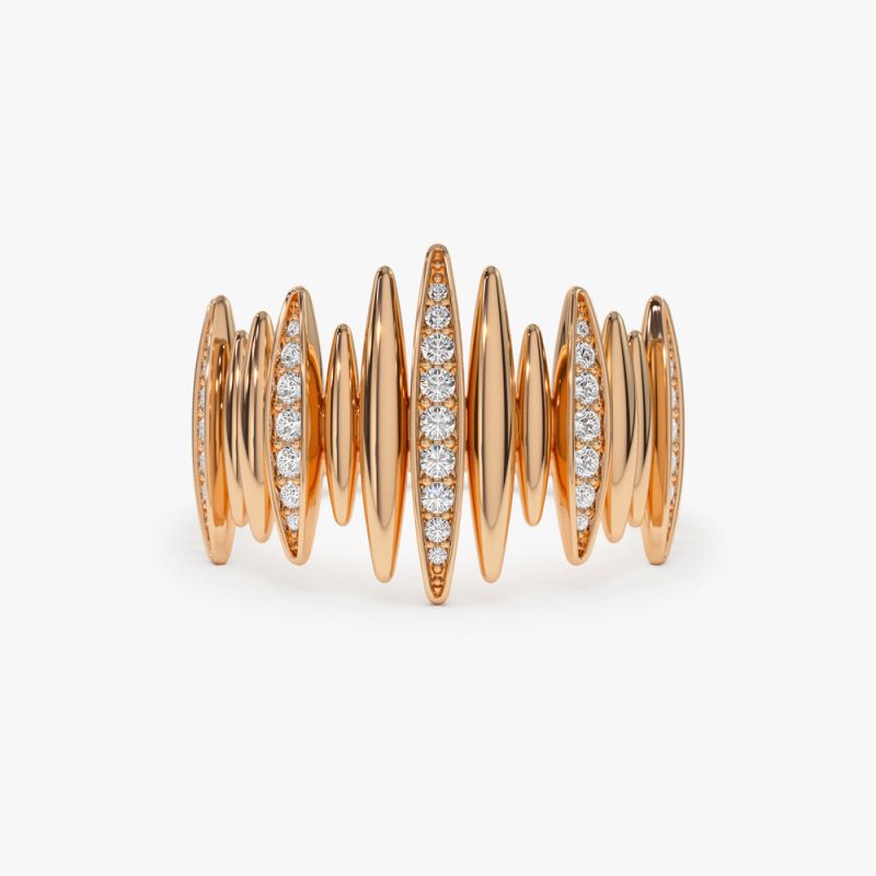 14k Unique Diamond Spike Ring 14K Rose Gold Ferkos Fine Jewelry