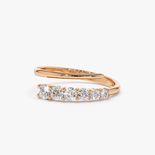 14k Unique Crossover Diamond Statement Ring 14K Rose Gold Ferkos Fine Jewelry