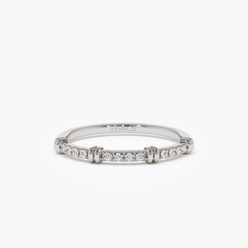 14k Unique Petite Diamond Stack Band Ferkos Fine Jewelry