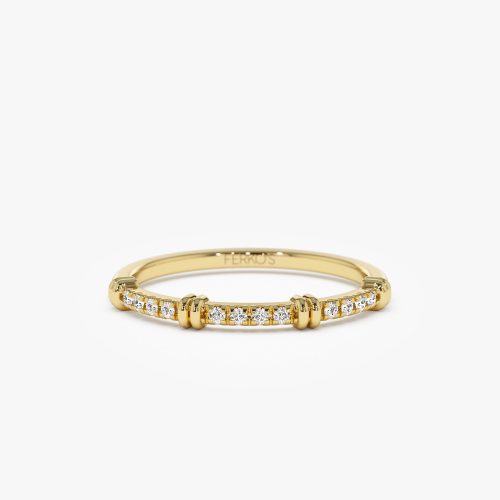 14k Unique Petite Diamond Stack Band 14K Gold Ferkos Fine Jewelry