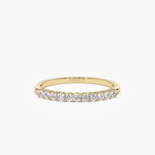 14k 0.30ctw 11 Stone Basket Setting Diamond Wedding Ring 14K Gold Ferkos Fine Jewelry