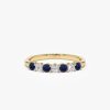 14k 7 Stone Basket Setting Diamond and Sapphire Wedding Ring 14K Gold Ferkos Fine Jewelry